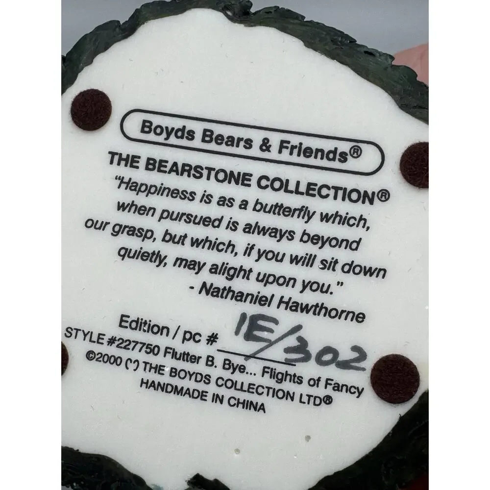 Boyds Bear Flutter B. Bye Flights of Fancy Butterfly Resin Figurine 227750